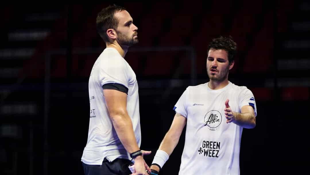 Bastien Blanqué en Johan Bergeron in actie tijdens de FIP Bronze Houten finale 2026 op Sportclub Houten
