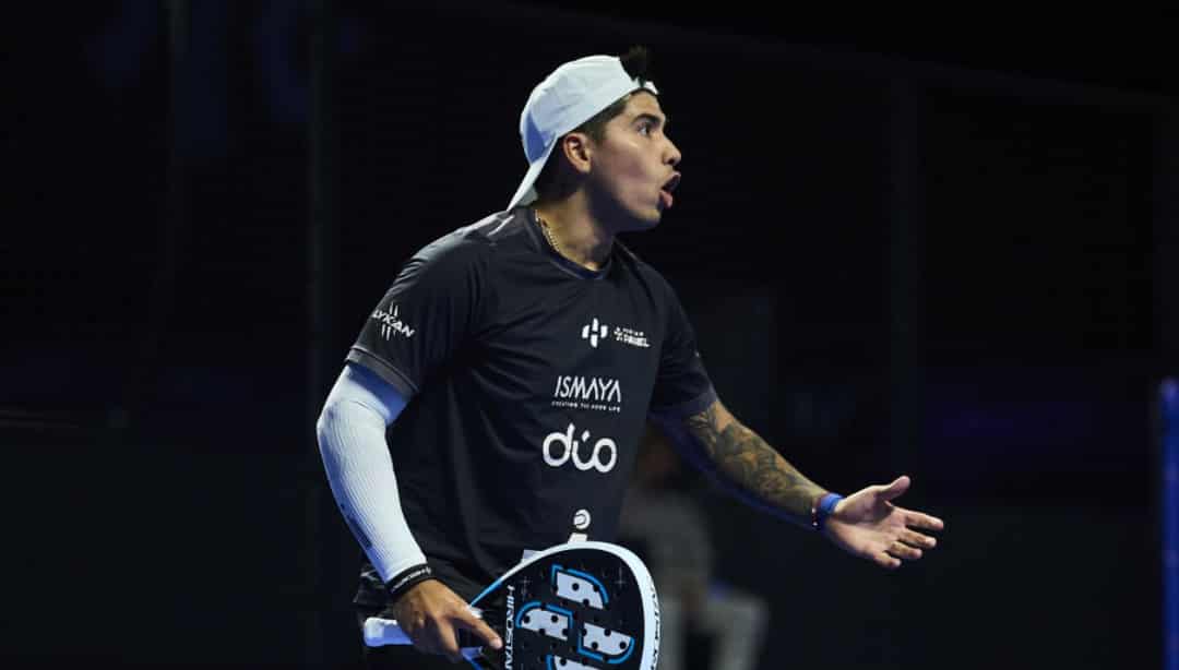 Padelprof reageert na een punt tijdens de tweede ronde van het Premier Padel P1 in Pretoria
